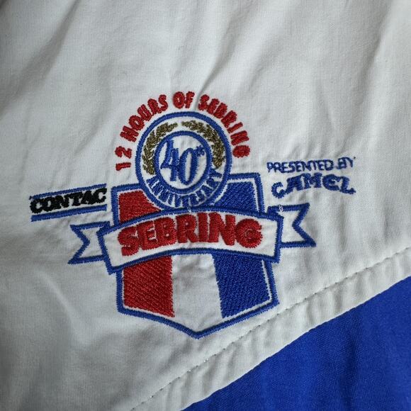 Vintage 12 Hours of Sebring Jacket Mens Large Blue White Racing Windbreaker 90s - Picture 6 of 15